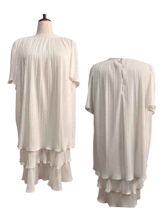 Risa Ann Dresses & Skirts - Vintage Risa Ann New York Pleated Tiered Ruffle Midi Dress
